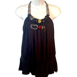 NWT Vintage Rampage Embellished Halter Top size L